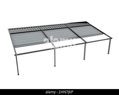 3D-Darstellung von Aluminium-Pergola, bioklimatisches Pergola-System Stockfoto