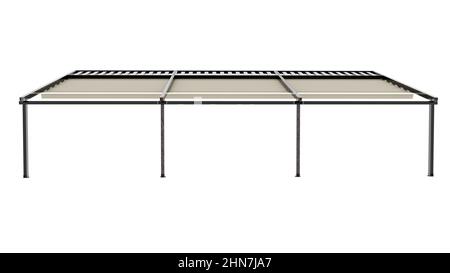 3D-Darstellung von Aluminium-Pergola, bioklimatisches Pergola-System Stockfoto