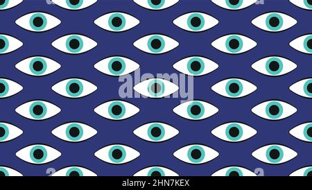 Hypnotische Textur. Augäpfel auf tiefblauem Hintergrund Stock Vektor