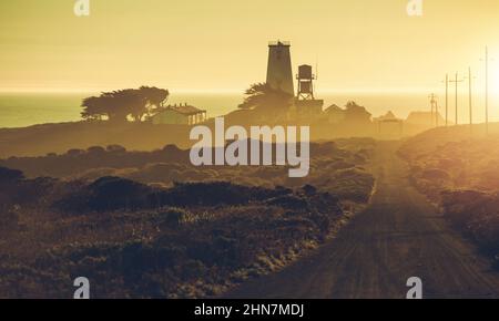 Winterlandschaft in der Piedras Blancas Light Station nordwestlich von San Simeon, Kalifornien, USA Stockfoto