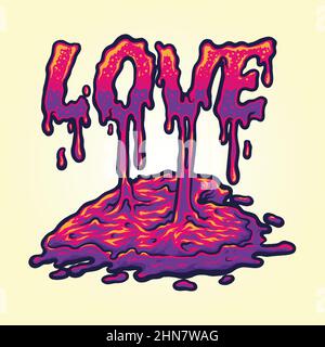 Love Melting Heart Valentine Vektor-Illustrationen für Ihre Arbeit Logo, Maskottchen Merchandise T-Shirt, Aufkleber und Label-Designs, Poster, Grußkarten Stock Vektor
