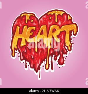 Valentine Heart Love Melt Vektor-Illustrationen für Ihre Arbeit Logo, Maskottchen Merchandise T-Shirt, Aufkleber und Label-Designs, Poster, Grußkarten Stock Vektor