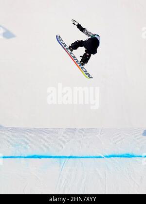 ZHANGJIAKOU, CHINA - 15. FEBRUAR: Laurie Blouin aus Kanada tritt am 15. Februar 2022 im Genting Snow Park P & X Stadium in Zhangjiakou, China, beim Big Air Finale während der Olympischen Spiele 2022 in Peking an (Foto von Iris van den Broek/Orange Picics) NOCNSF Stockfoto