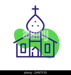 Symbol der christlichen Kirche. Pixel-perfektes, bearbeitbares Symbol für Konturfarbe Stock Vektor