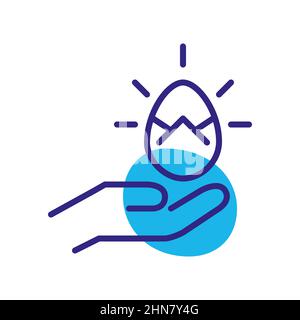 Hand hält ein osterei. Pixel-perfektes, bearbeitbares Symbol für Konturfarbe Stock Vektor
