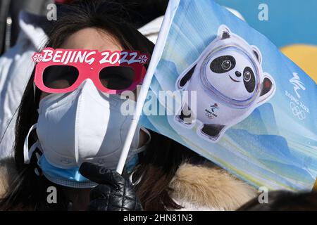 Peking, China. Kredit: MATSUO. 14th. Februar 2022. Zuschauer Snowboarden : Männer Big Air Qualifikation während der Olympischen Winterspiele 2022 in Peking bei Big Air Shougang in Peking, China. Kredit: MATSUO .K/AFLO SPORT/Alamy Live Nachrichten Stockfoto