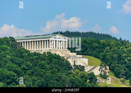 Blick vom Donautal auf das Valhalla Stockfoto