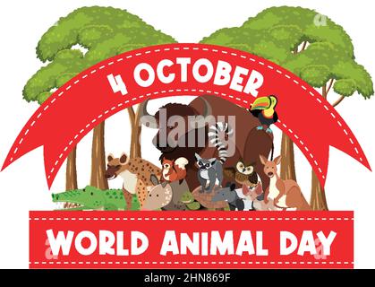 World Animal Day Logo mit afrikanischer Tierdarstellung Stock Vektor