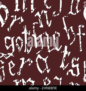 Gothic Alphabet Muster nahtlos, Kalligraphie, Schriftzug. lateinische Buchstaben aus dem europäischen Mittelalter. Vektorhintergrund Stock Vektor