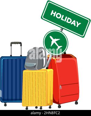 Verschiedene Farben Trolley Koffer Illustration Stock Vektor