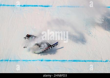 ZHANGJIAKOU, CHINA - 15. FEBRUAR: Laurie Blouin aus Kanada tritt am 15. Februar 2022 im Genting Snow Park P & X Stadium in Zhangjiakou, China, beim Big Air Finale während der Olympischen Spiele 2022 in Peking an (Foto von Iris van den Broek/Orange Picics) NOCNSF Stockfoto