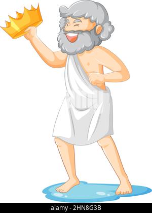 Archimedes Zeichentrickfigur auf weißem Hintergrund Illustration Stock Vektor