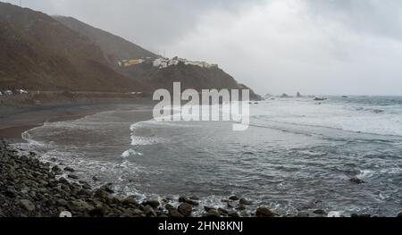 Panoramablick auf Playa de Almaciga im Norden von Teneriffa. Kanarische Inseln. Spanien. Stockfoto