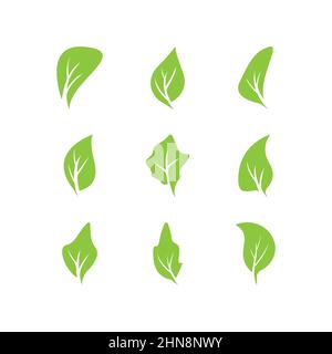 Grüne Blätter logo.green Blatt Symbole setzen Vektor-Vorlage Stock Vektor