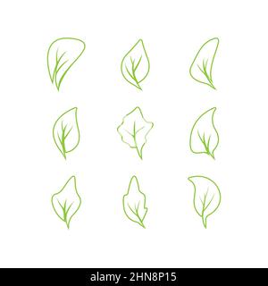 Grüne Blätter logo.green Blatt Symbole setzen Vektor-Vorlage Stock Vektor
