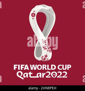 Vinnytsia, Ukraine - 14. Februar 2022: Logo der FIFA Fußball-Weltmeisterschaft 2022. Editorial Illustration isoliert auf transparentem Hintergrund Stock Vektor