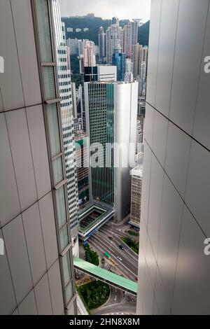 Das Hauptgebäude der Hang Seng Bank und das Hochhaus der Zentral- und Mittelebenen, Hong Kong Island, 2008 Stockfoto