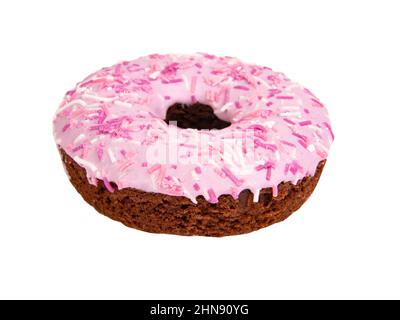 Rosa violett glasierte Donut isoliert auf dem weißen Hintergrund dekoriert Stockfoto