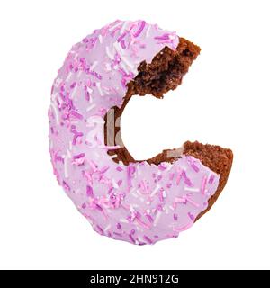 Lila gefressene glasierte Donuts isoliert auf dem weißen Hintergrund Stockfoto