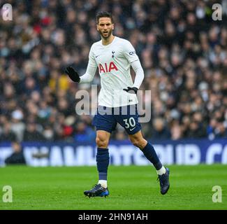 13. Februar 2022 - Tottenham Hotspur gegen Wolverhampton Wanderers - Premier League Rodrigo Bentancur von Tottenham Hotspur während des Spiels Aagainst Wolves Bildnachweis: © Mark Pain / Alamy Live News Stockfoto