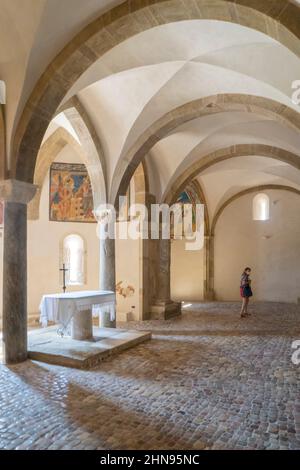 Abbazia di San Giovanni in Venere, Abtei, Innenraum, Krypta, Fresken, Fossacesia, Abruzzen, Italien, Europa Stockfoto