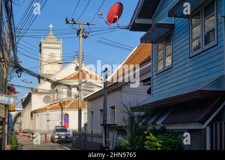 Immaculate Conception Church (Wat Khamen) in Samsen Soi 11, Bangkok, Thailand, das Gebiet eine alte Siedlung kambodschanischer und vietnamesischer Einwanderer Stockfoto