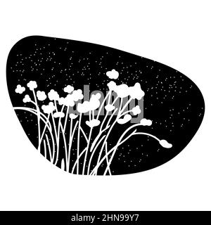 Frühling Blumen Hand gezeichnet Vektor-Set. Schwarze Pinselblumen-Silhouetten. Stock Vektor
