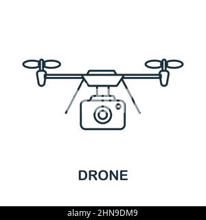 Drohnensymbol. Linienelement aus der Technologiesammlung. Lineares Drone Icon-Zeichen für Webdesign, Infografiken und mehr. Stock Vektor