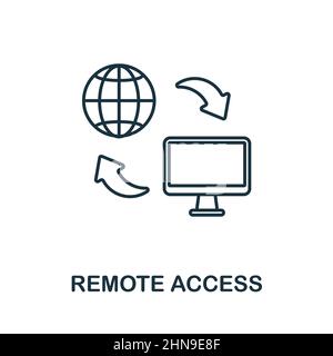 Symbol für Remote-Zugriff. Linienelement aus der Technologiesammlung. Lineares Remote Access-Symbol für Webdesign, Infografiken und mehr. Stock Vektor