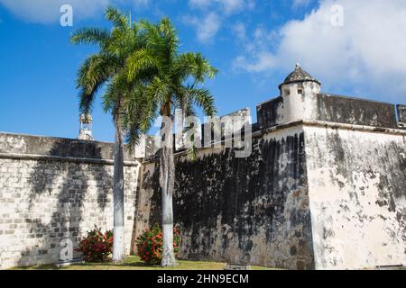 Befestigte Kolonialmauer, Altstadt, UNESCO-Stätte, San Francisco de Campeche, Bundesstaat Campeche, Mexiko Stockfoto