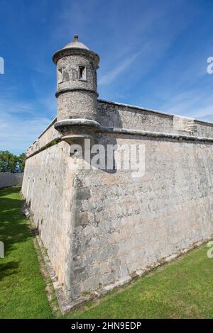 Außenmauern, Fort San Jose, Campeche, Bundesstaat Campeche, Mexiko Stockfoto