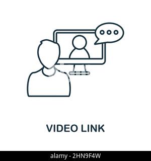 Symbol für Video-Link. Linienelement aus der Technologiesammlung. Lineares Video Link-Symbol für Webdesign, Infografiken und mehr. Stock Vektor