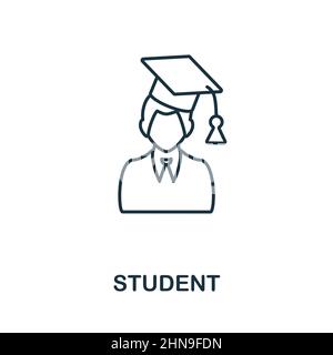 Studierendensymbol. Linienelement aus der Universitätssammlung. Linear Student Icon-Zeichen für Webdesign, Infografiken und mehr. Stock Vektor