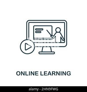 Symbol für Online-Schulungen. Linienelement aus der Universitätssammlung. Lineares Online Learning Icon-Zeichen für Webdesign, Infografiken und mehr. Stock Vektor