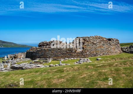 Broch of Gurness an der Nordostküste des Festlandes Orkney in Schottland, Großbritannien Stockfoto