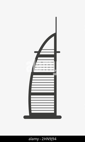 Dubai Hotel Vektor-Symbol auf weißem Hintergrund Stock Vektor