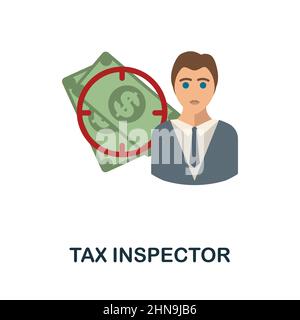 Flaches Symbol des Steuerprüfers. Farbiger Elementschild aus der Berufssammlung bussines. Flat Tax Inspector Symbol Zeichen für Web-Design, Infografiken und mehr. Stock Vektor
