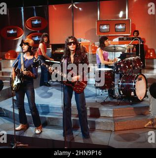 Disco, ZDF Musiksendung, The Tremeloes, Britische Pop Band, Auftritt 1974, Disco, ZDF-Musikprogramm, The Tremeloes, britische Popband, Performance, 1974. Stockfoto