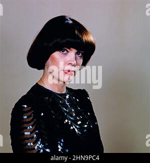 Mireille Mathieu, berühmte französische Sängerin, Portrait um 1987. Französische Sängerin Mireille Mathieu, Porträt um 1987. Stockfoto