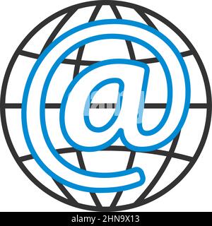 Globales E-Mail-Symbol. Editierbare Fett Formatigte Kontur Mit Farbfüllungsdesign. Vektorgrafik. Stock Vektor