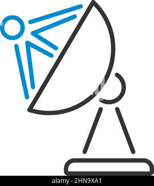 Symbol Für Satellitenantenne. Editierbare Fett Formatigte Kontur Mit Farbfüllungsdesign. Vektorgrafik. Stock Vektor