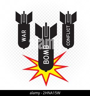 Krieg mit Bombenzeichensymbolen Stock Vektor
