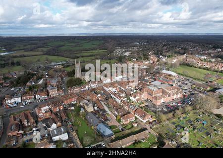 Tenterden Kent UK Luftdrohne von High Street und Stadtzentrum Stockfoto