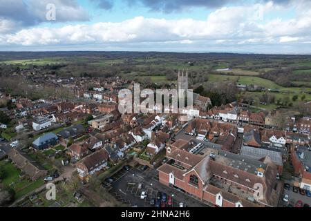 Tenterden Kent UK Luftdrohne von High Street und Stadtzentrum Stockfoto