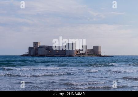 Kizkalesi Schloss auf einer kleinen Insel, Kizkalesi Maidens Schloss in der Nähe von Mersin, Türkei Stockfoto