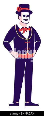 Männlicher Künstler trägt Halloween Kostüm halb flach RGB Farbe Vektor Illustration Stock Vektor