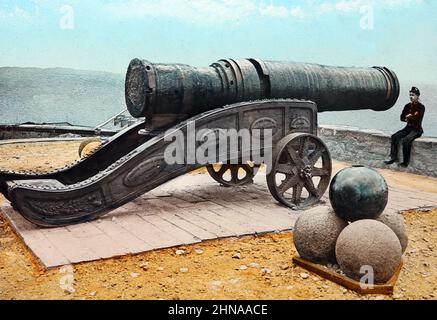 Mons Meg, Edinburgh Castle, Edinburgh, Schottland, viktorianische Zeit Stockfoto