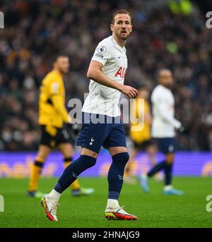 13. Februar 2022 - Tottenham Hotspur gegen Wolverhampton Wanderers - Premier League Harry Kane von Tottenham Hotspur im Spiel gegen Wolves Bildnachweis : © Mark Pain / Alamy Live News Stockfoto