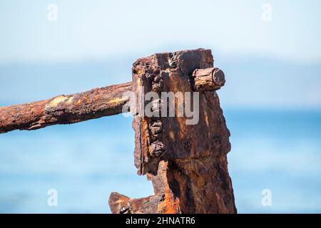 Die SS Dominator landete 1961 in der Nähe von Rancho Palos Verdes in Südkalifornien und rostet seitdem. Stockfoto