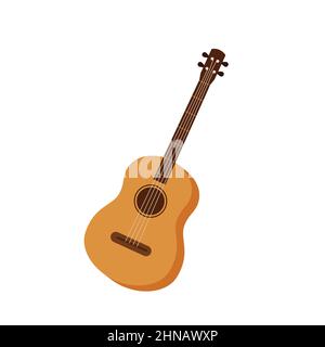 Klassische Akustikgitarre isoliert auf weißem Hintergrund. Vektor-Illustration in einem flachen Stil. eps 10 Stock Vektor
